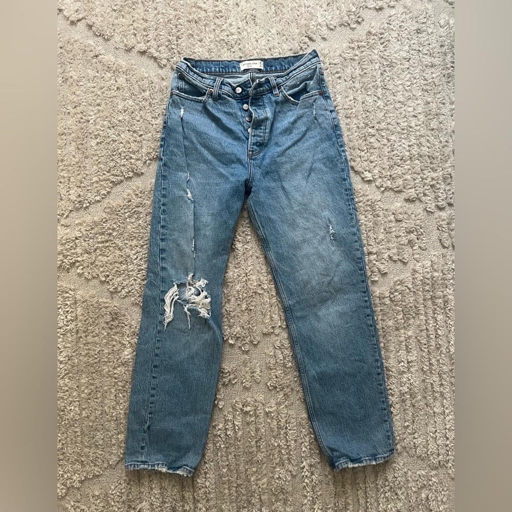 Abercrombie High Rise Distressed Dad Jean